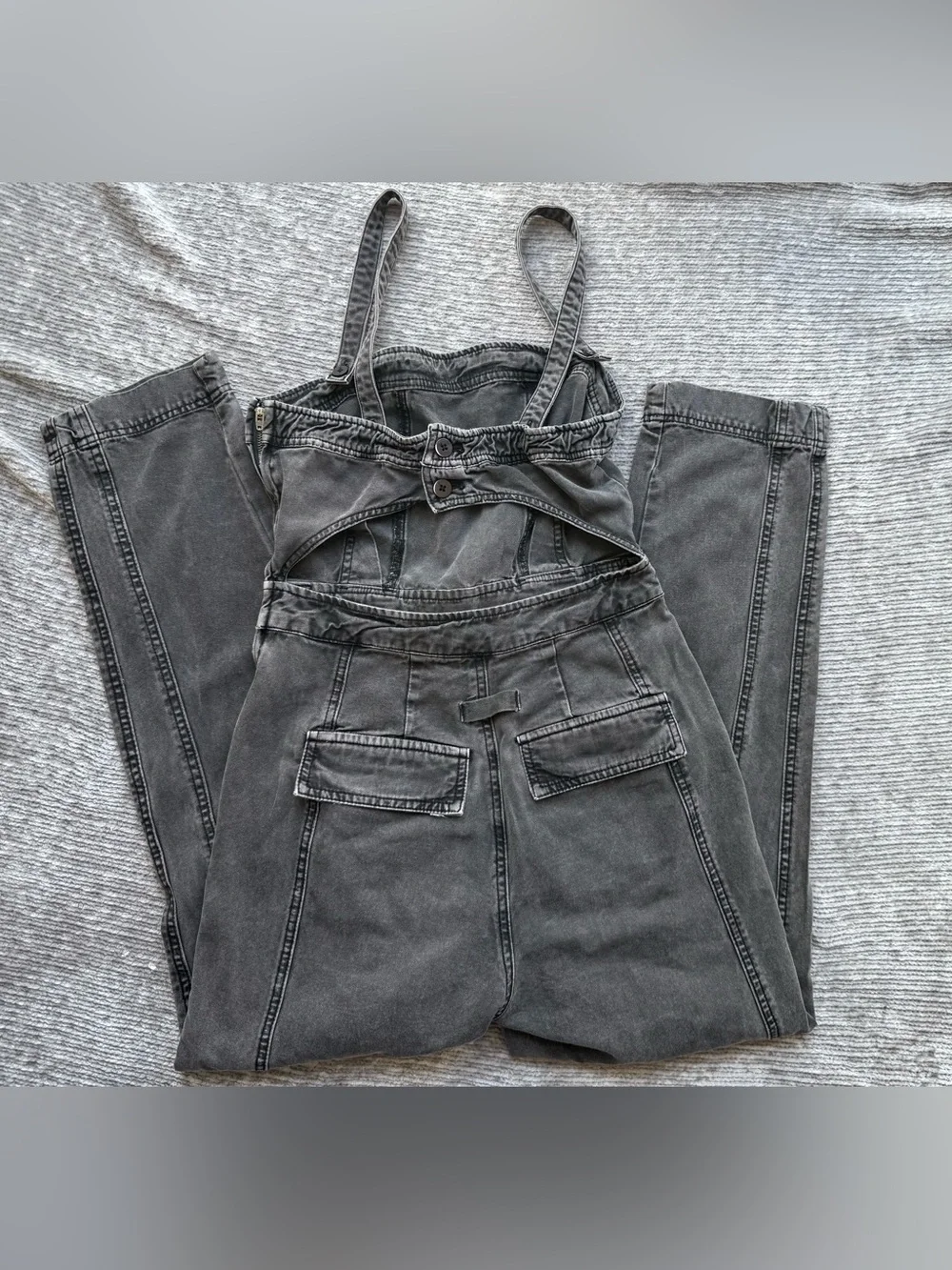Free People Women’s Go West Utility Jumpsuit Washed Black Size S
